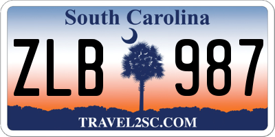 SC license plate ZLB987