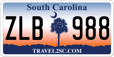SC license plate ZLB988