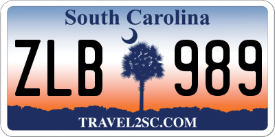 SC license plate ZLB989