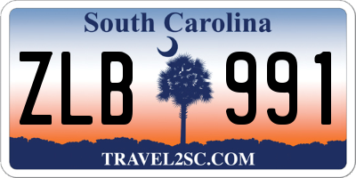 SC license plate ZLB991
