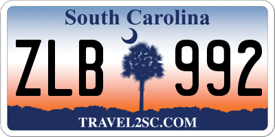 SC license plate ZLB992
