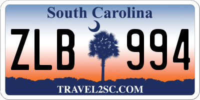 SC license plate ZLB994