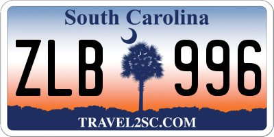SC license plate ZLB996