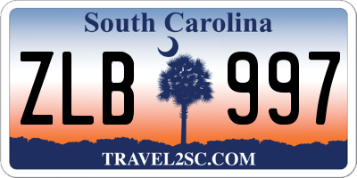SC license plate ZLB997