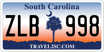 SC license plate ZLB998