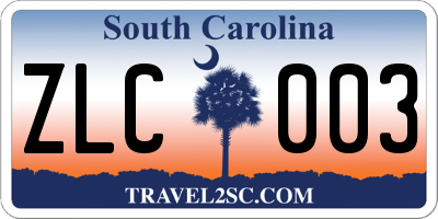 SC license plate ZLC003