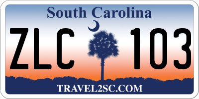 SC license plate ZLC103
