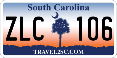 SC license plate ZLC106