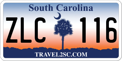 SC license plate ZLC116