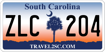 SC license plate ZLC204