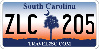 SC license plate ZLC205