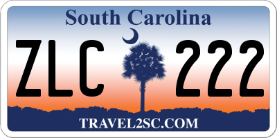 SC license plate ZLC222