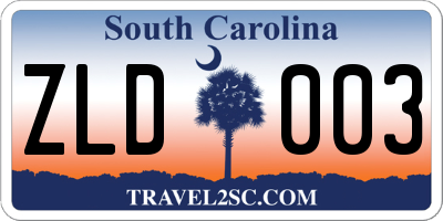 SC license plate ZLD003