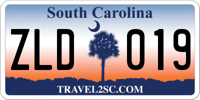 SC license plate ZLD019