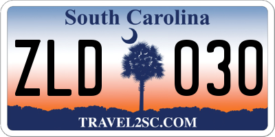 SC license plate ZLD030