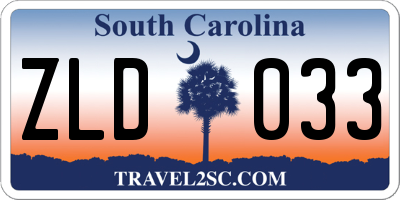SC license plate ZLD033