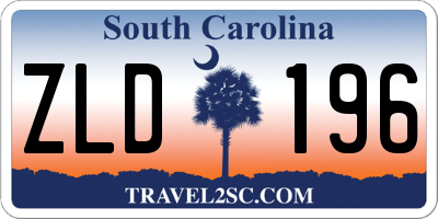 SC license plate ZLD196