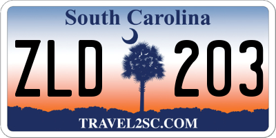 SC license plate ZLD203
