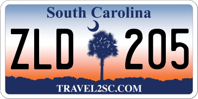 SC license plate ZLD205