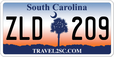 SC license plate ZLD209