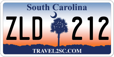 SC license plate ZLD212