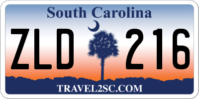 SC license plate ZLD216