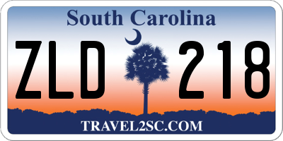 SC license plate ZLD218