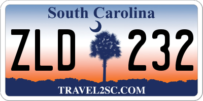 SC license plate ZLD232