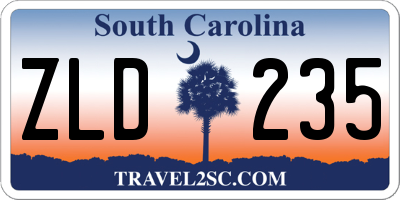 SC license plate ZLD235