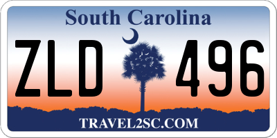 SC license plate ZLD496
