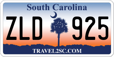 SC license plate ZLD925