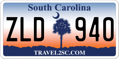 SC license plate ZLD940