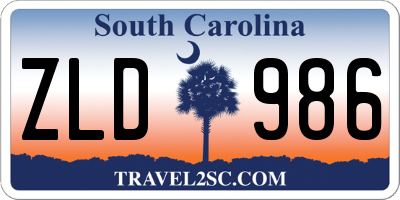 SC license plate ZLD986
