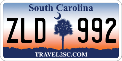 SC license plate ZLD992