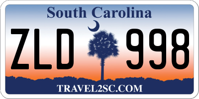 SC license plate ZLD998