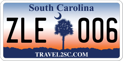 SC license plate ZLE006