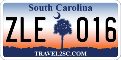 SC license plate ZLE016