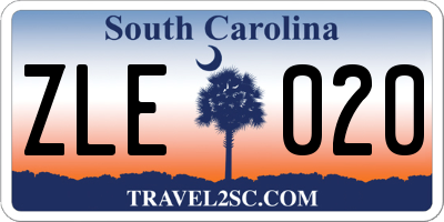 SC license plate ZLE020