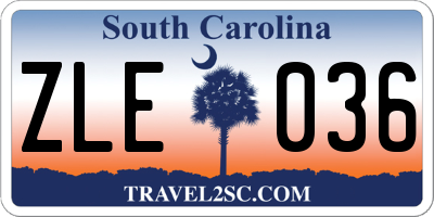 SC license plate ZLE036