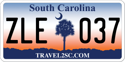 SC license plate ZLE037