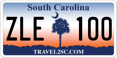 SC license plate ZLE100