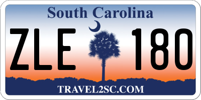 SC license plate ZLE180