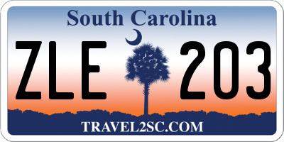 SC license plate ZLE203