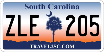 SC license plate ZLE205