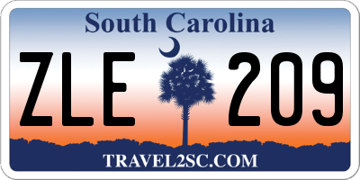 SC license plate ZLE209