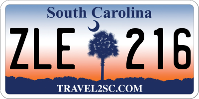 SC license plate ZLE216
