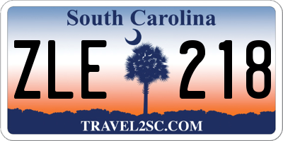SC license plate ZLE218