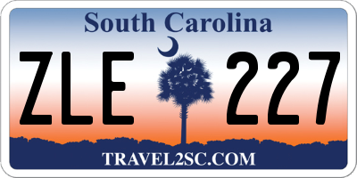 SC license plate ZLE227