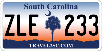 SC license plate ZLE233