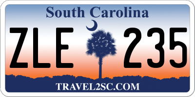 SC license plate ZLE235